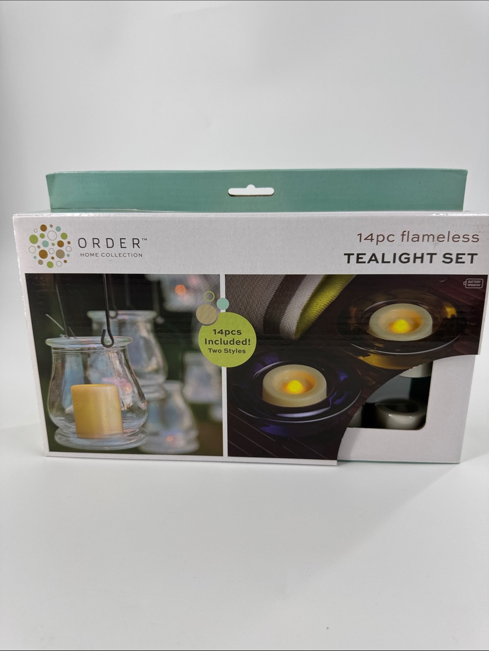 ORDER Home Collection 14pc Flameless Tealight Set - White/Teal Packaging NWT